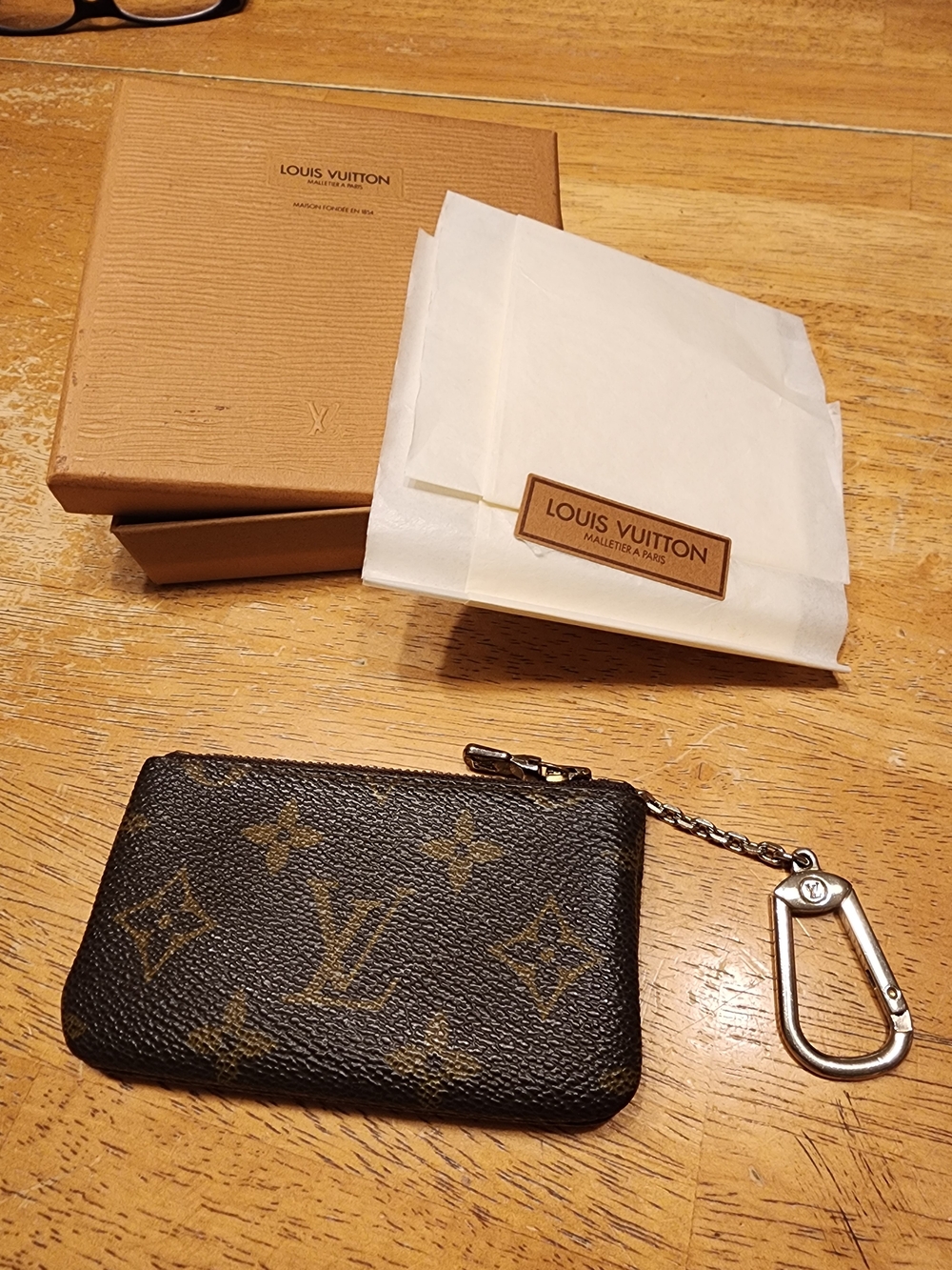 Louis Vuitton Monogram Key Pouch in Brown with Silver-Tone Hardware